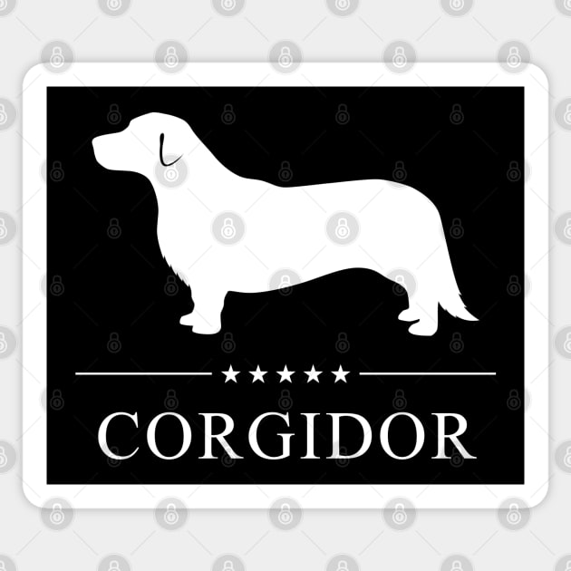 Corgidor Dog White Silhouette Sticker by millersye